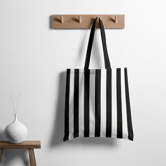 Timeless Stripes Black & White Tote Bag (Creator Uploaded)
