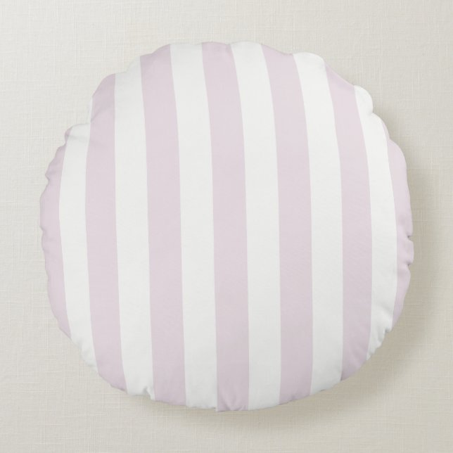 Timeless Stripes Pastel Pink Round Pillow (Front)