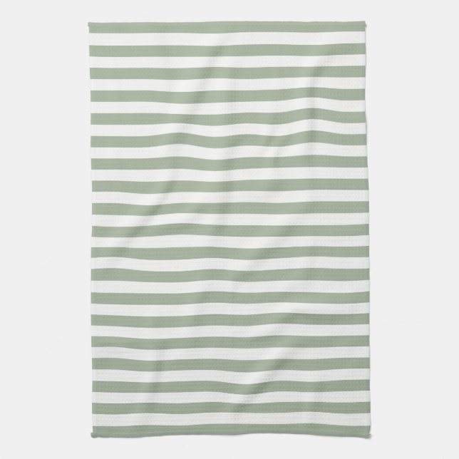 Timeless Stripes Sage Green Kitchen Towel (Vertical)