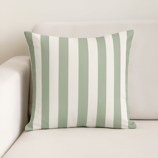 Timeless Stripes Sage Green Throw Pillow (Creator Uploaded)