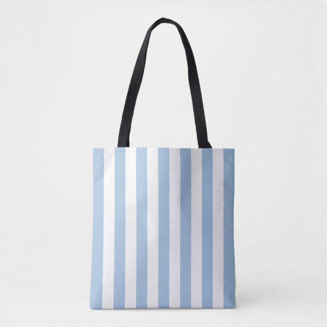 Timeless Stripes Soft Blue Tote Bag (Front)