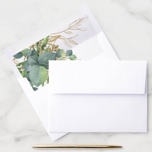 Timeless Sweet Botanical Greenery Wedding Envelope Liner