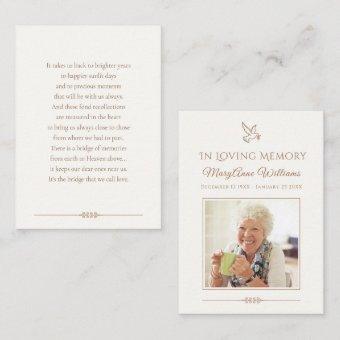 Timeless Sympathy Wake Memorial Card | Zazzle