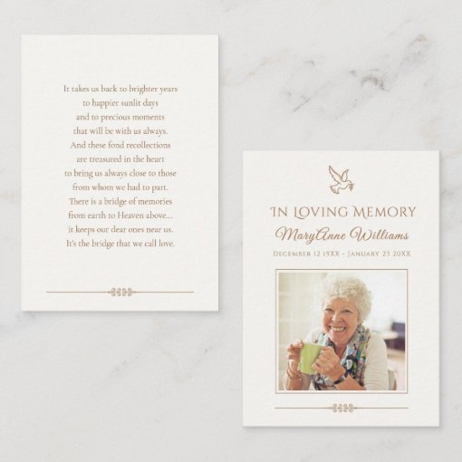 Timeless Sympathy Wake Memorial Card 