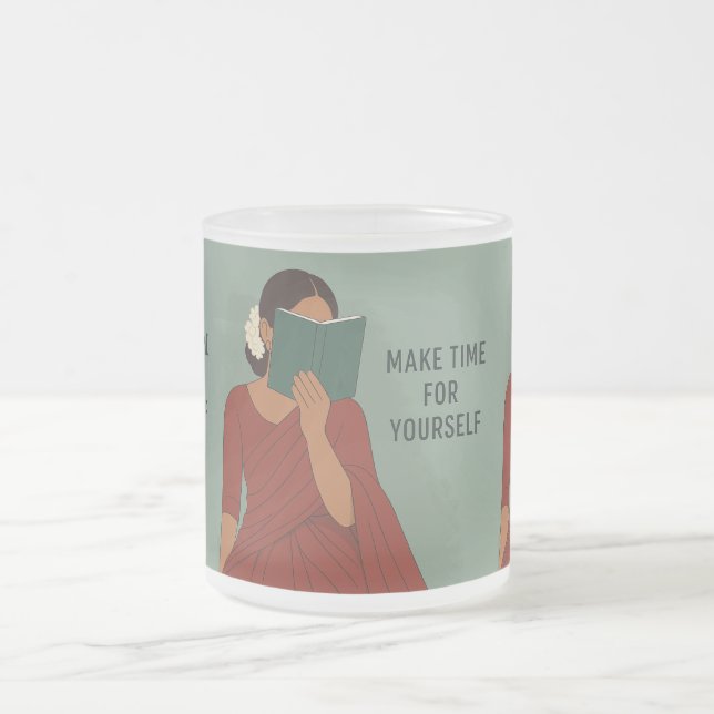 Timeless Tamil Elegance Frosted Glass Coffee Mug (Center)