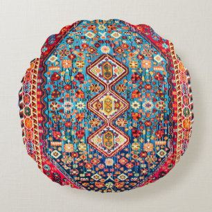 Timeless Tapestry: Colorful Moroccan Heritage Round Pillow