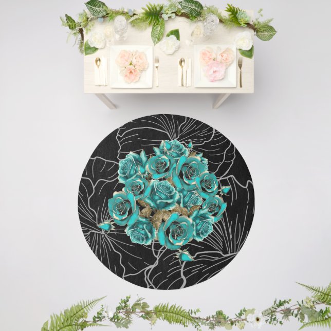Timeless Teal and Gold Outdoor Rug (Insitu (Wedding 2))