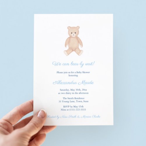 Timeless Teddy Bear Baby Shower For Boy Party Invitation