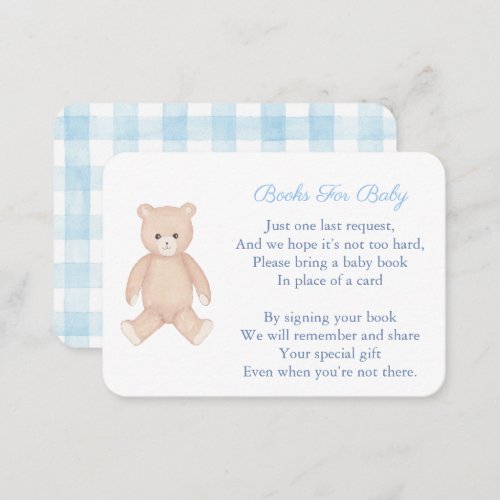 Timeless Teddy Bear Bring A Book Baby Shower Enclosure Card