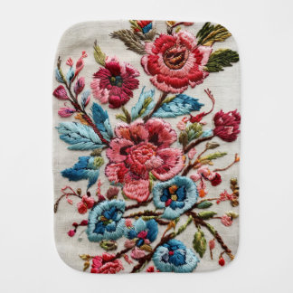Timeless Threads: Intricate Embroidery Pattern Baby Burp Cloth
