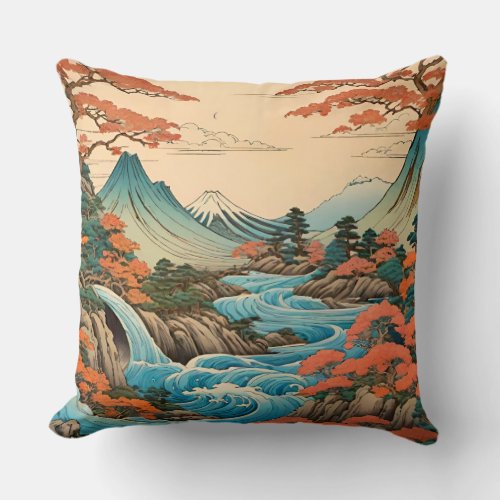 Timeless Tradition Ukiyo Print Accent Cushion Throw Pillow