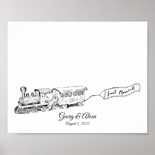 Timeless Train Fingerprint Guest Book (Front)