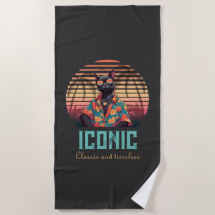 Timeless Tropical Cat Attitude Beach Towel