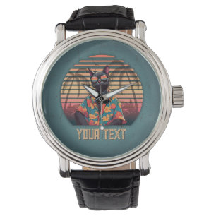 Timeless Tropical Cat Attitude Vintage Men's Style Watch