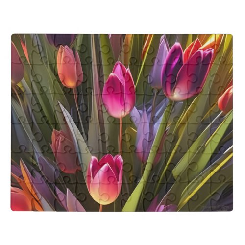 Timeless Tulips _ AI Fantasy Digital Art Print  Jigsaw Puzzle