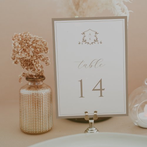 Timeless Vines Beige Crest Table Number