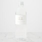 Timeless Vines Beige Crest Wedding Monogram Water Bottle Label (Front)