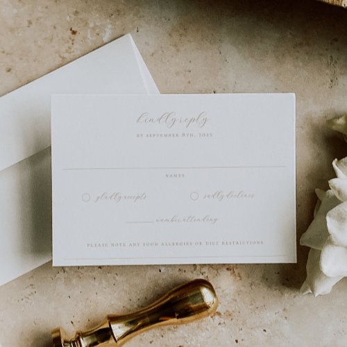 Timeless Vines Beige Monogram Wedding Crest RSVP Card