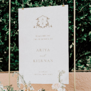 Timeless Vines Beige Wedding Crest Welcome Foam Board