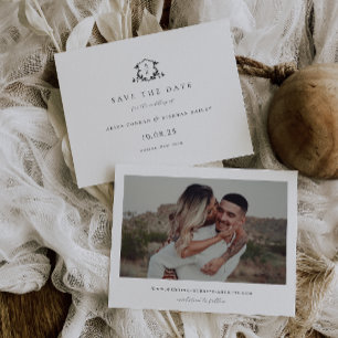 Timeless Vines Black Crest Monogram Photo Save The Date