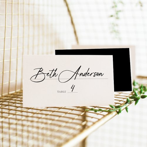 Timeless Vines Black Crest Place Card