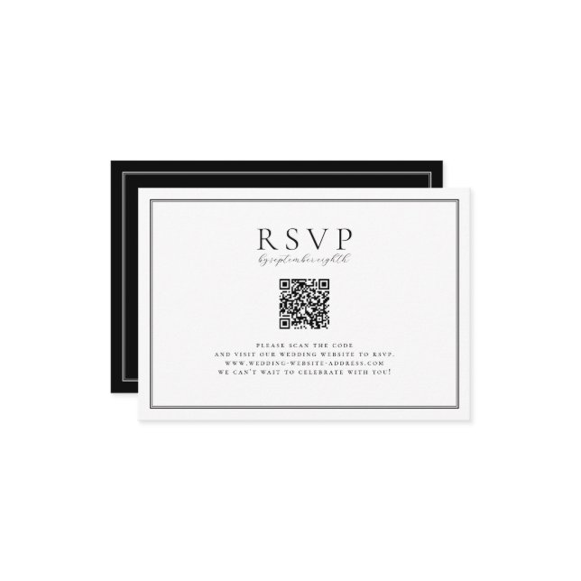 Timeless Vines Black Crest QR Code Invitation (Front/Back In Situ)