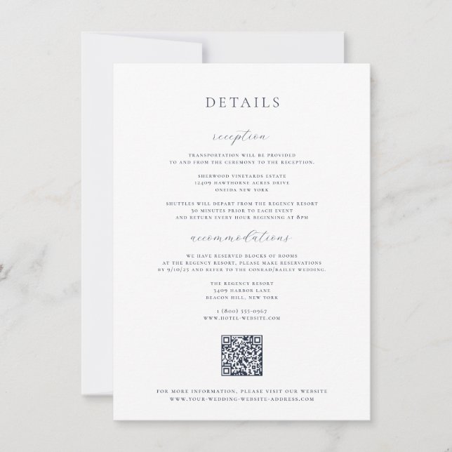 Timeless Vines Crest Navy Details Card (Front)