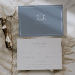 Timeless Vines Dusty Blue Crest Meal Choice RSVP Card<br><div class="desc">Elegant greenery adorned crest,  wedding rsvp card with meal choice. Modern and timeless monogram wedding crest in dusty blue with trendy minimalist typography template.</div>