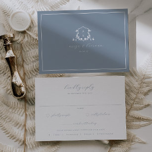Timeless Vines Dusty Blue Crest Meal Choice RSVP Card