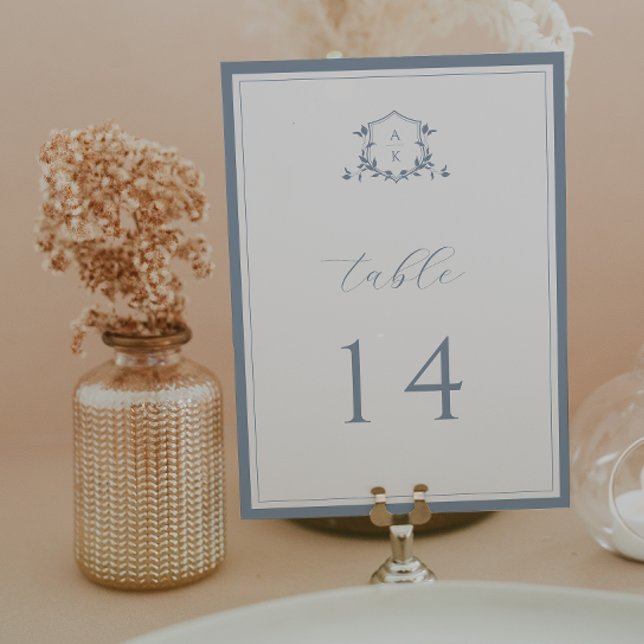 Timeless Vines Dusty Blue Crest Table Number (Creator Uploaded)