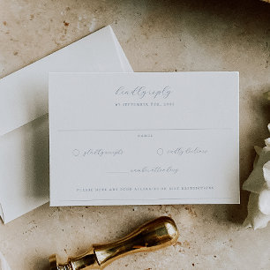 Timeless Vines Dusty Blue Monogram Wedding Crest RSVP Card