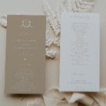 Timeless Vines Monogram Crest Beige Program<br><div class="desc">Elegant greenery adorned crest,  wedding program hand fans. Modern and timeless monogram wedding crest with trendy minimalist typography template.</div>