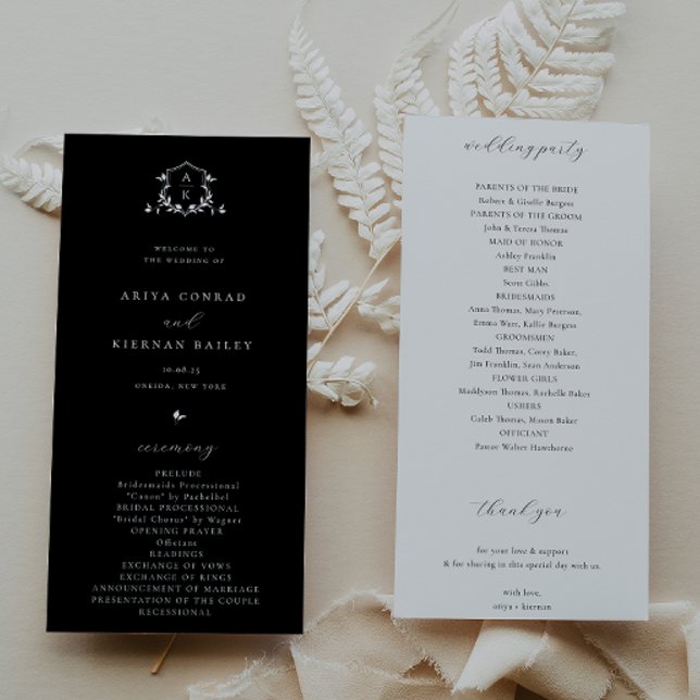 Timeless Vines Monogram Crest Black Program (Creator Uploaded)