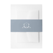 Timeless Vines Monogram Crest Dusty Blue Invitation Belly Band (Front Example)