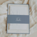 Timeless Vines Monogram Crest Dusty Blue Invitation Belly Band<br><div class="desc">Elegant botanical greenery adorned crest,  wedding monogram,  dusty blue invitation belly bands.</div>