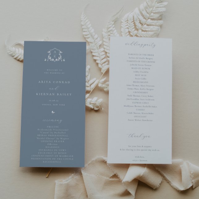 Timeless Vines Monogram Crest Dusty Blue Program (Creator Uploaded)