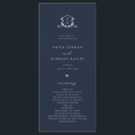 Timeless Vines Monogram Crest Navy Blue Program<br><div class="desc">Elegant greenery adorned crest,  wedding program hand fans. Modern and timeless monogram wedding crest with trendy minimalist typography template.</div>