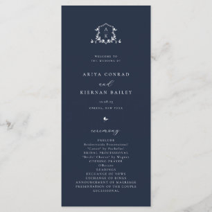 Timeless Vines Monogram Crest Navy Blue Program