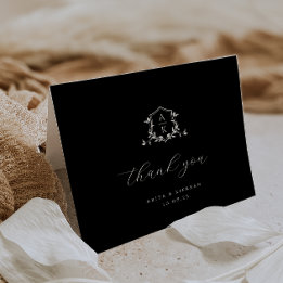 Timeless Vines Monogram Crest Wedding Photo Letterpress Thank You Card
