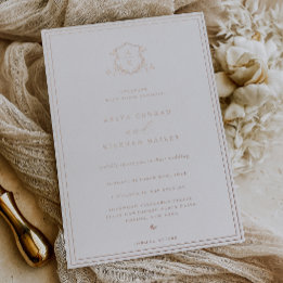 Timeless Vines Monogram Wedding Crest Foil Invitation
