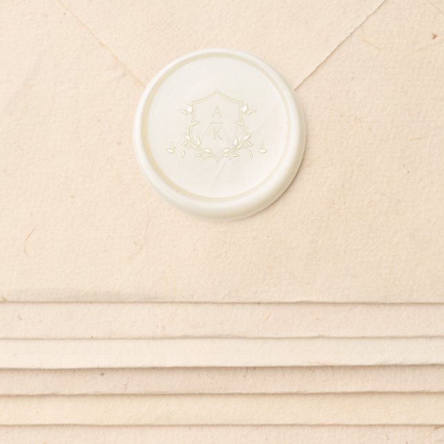 Timeless Vines Monogram Wedding Crest Wax Seal Sticker (Front)