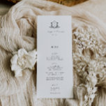 Timeless Vines Wedding Crest Menu and Thank You<br><div class="desc">Elegant botanical adorned vintage monogram wedding crest in black,  menu and thank you card. Features,  modern black typography with menu on front and thank you message on back.</div>
