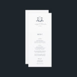 Timeless Vines Wedding Crest Menu Card<br><div class="desc">Elegant botanical adorned vintage monogram wedding crest in navy blue,  menu and thank you card. Features,  modern navy blue typography with menu on front and thank you message on back.</div>
