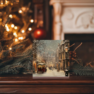 Timeless Vintage London Snowy Christmas Holiday Card