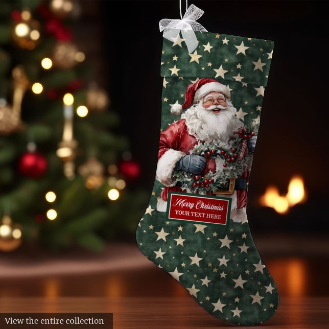 Timeless Vintage Santa Claus Stocking Personalized (Timeless Vintage Santa Claus Stocking Personalized Holiday)