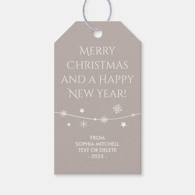 Timeless - Warm Gray - Snowflake Gift Tags (Front)