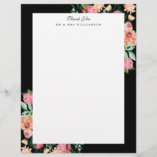 Timeless Watercolor Floral Wedding Thank You Letterhead