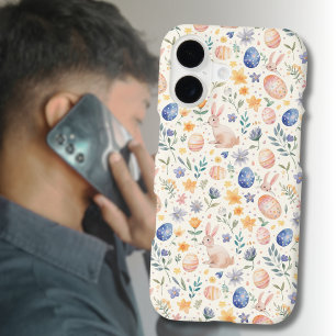 Timeless Watercolor Pastel Bunny Flowers Eggs iPhone 17 Case