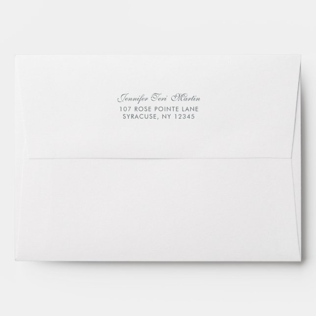 Timeless Wedding Blue Gray and White Envelope (Back (Top Flap))