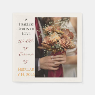 Timeless Wedding Ceremony Floral Photo Paper Napkins